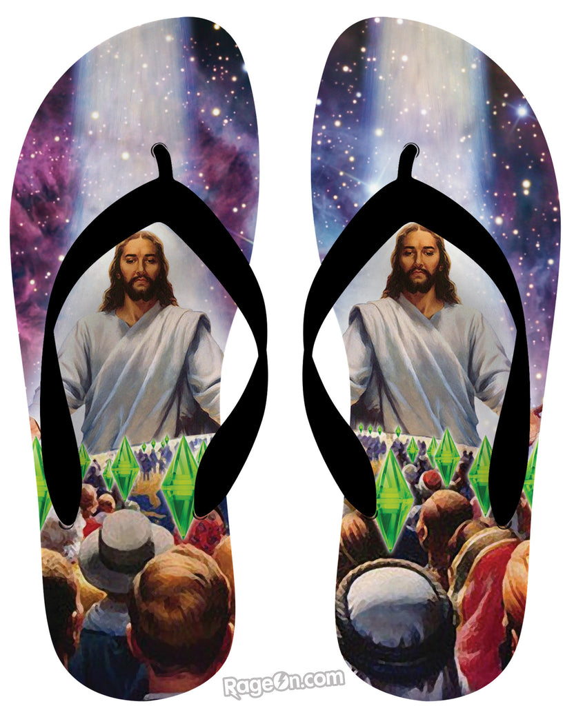 Jesus Died For Your Sims Flip Flops