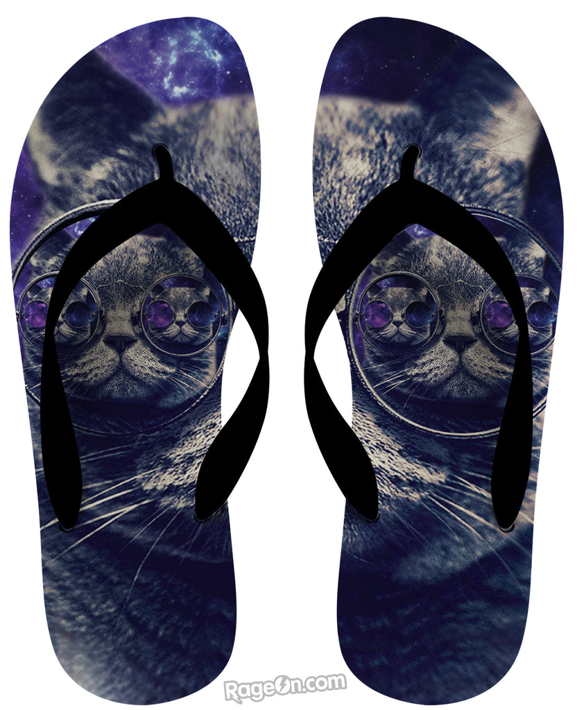 Hipster Cat Flip Flops