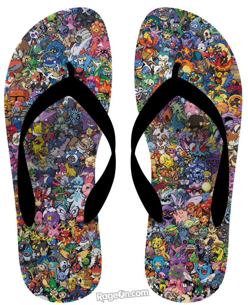 Pokemon Collage Flip Flops