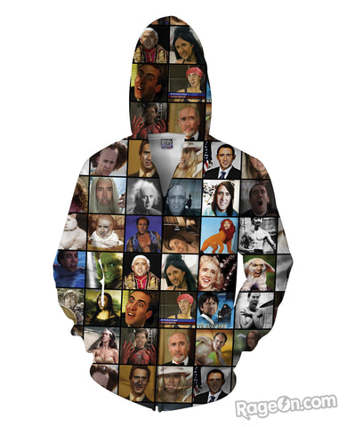 Nicolas Cage Rage Faces Zip-Up Hoodie