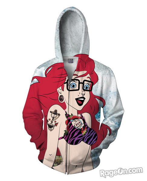 Hipster Ariel Zip-Up Hoodie