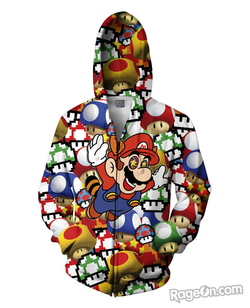Mario on Shrooms Zip-Up Hoodie