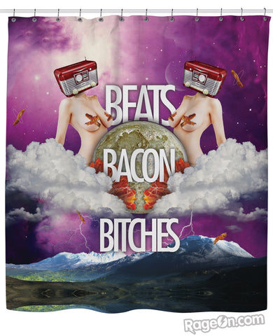 Beats Bacon Bitches Shower Curtain