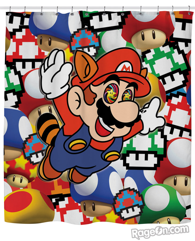 Mario On Shrooms Shower Curtain