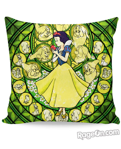 Snow White Stained Glass Couch Pillow