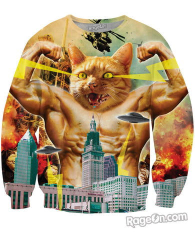 Godzilla Cat Crewneck Sweatshirt