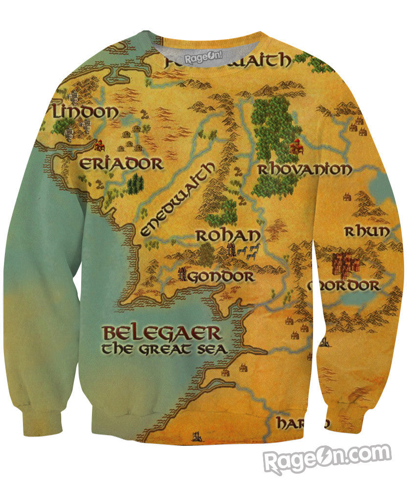 Map of Middle Earth Crewneck Sweatshirt