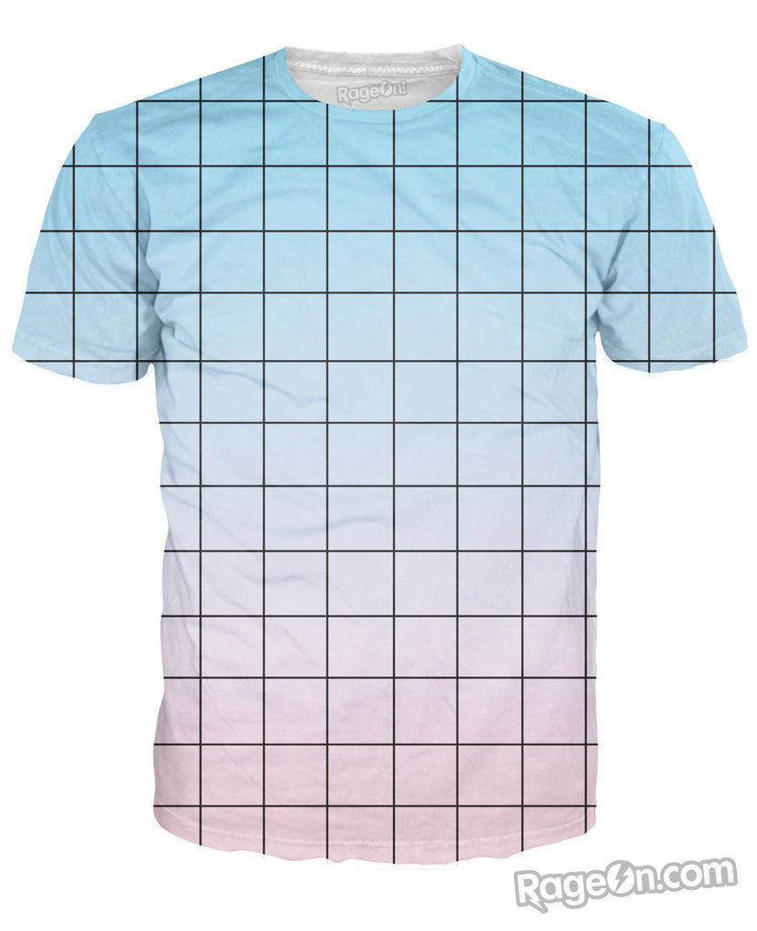 Blue Pink Grid T-Shirt