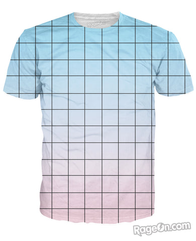 Blue Pink Grid T-Shirt