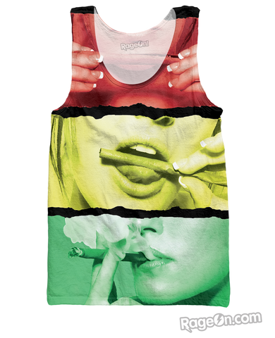 Rasta Girl Rolling a Blunt Tank Top