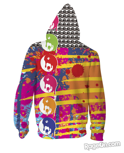 Punk Rock Yin Yang Splatter Zip-Up Hoodie