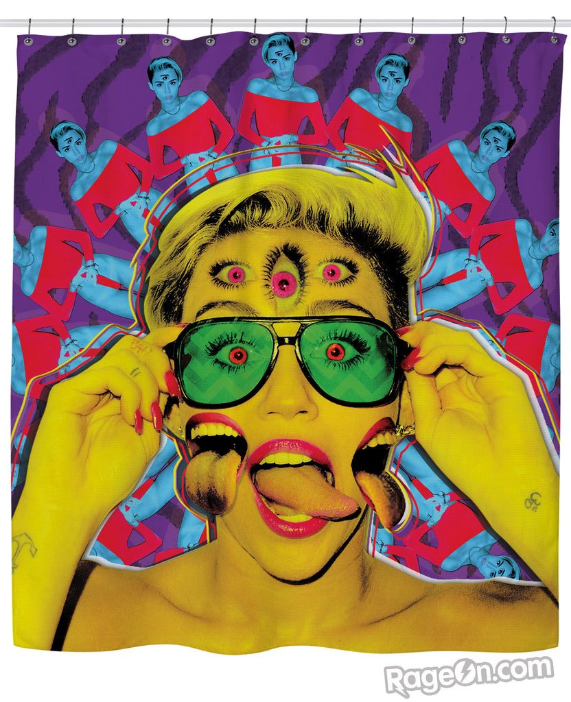Miley Cyrus Psychedelic Shower Curtain