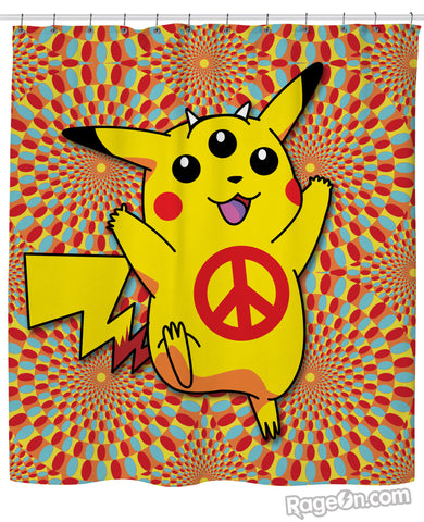 Pikachu Peace Trip Shower Curtain
