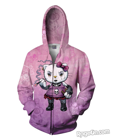 Hello Goth Kitty Zip-Up Hoodie