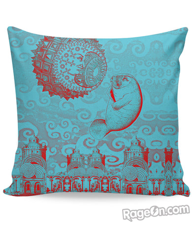 Moon and Manatee Couch Pillow
