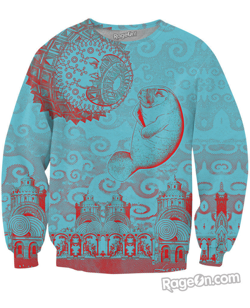 Moon and Manatee Crewneck Sweatshirt