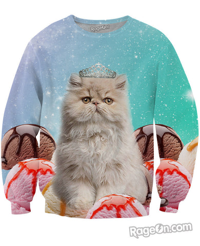 Princess Ice Cream Space Cat Crewneck Sweatshirt