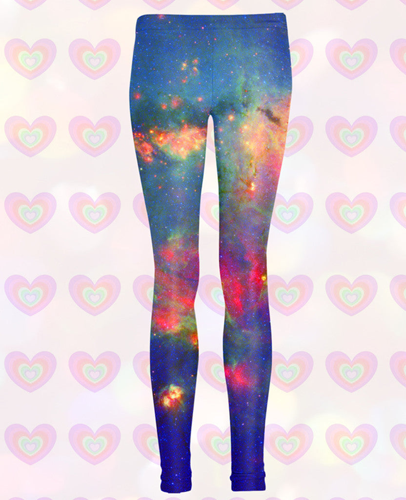 Green Nebula Leggings For Kids