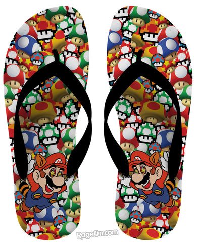 Mario On Shrooms Flip Flops