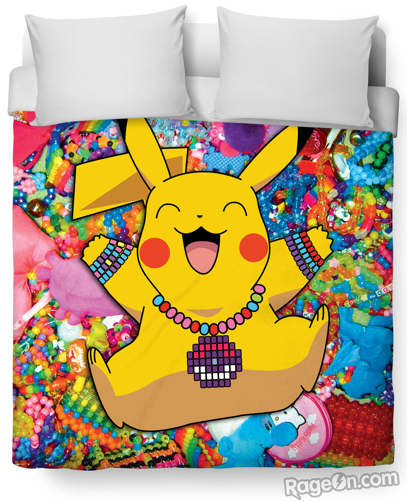 Pikachu in Kandiland Duvet Cover