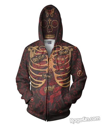 Day of the Dead Anatomy Zip-Up Hoodie