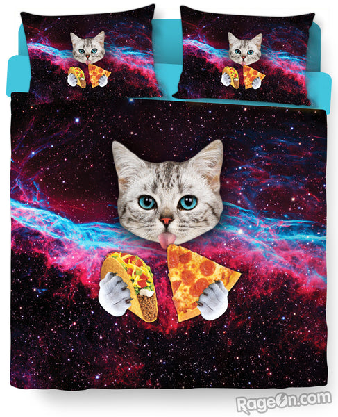 Taco Cat Bed Duvet Cover and Pillowcase Combo