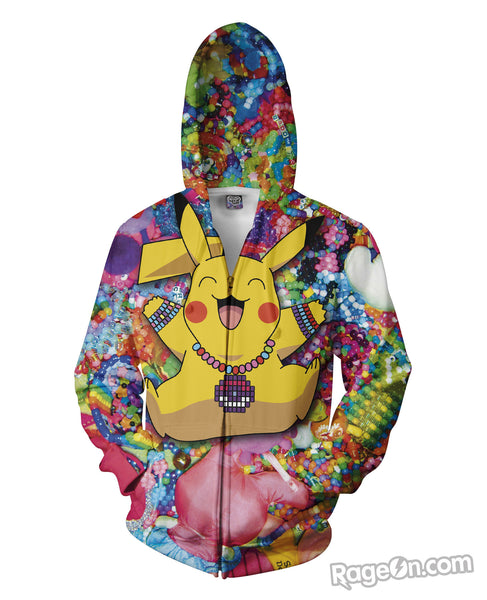 Pikachu in Kandiland Zip-Up Hoodie