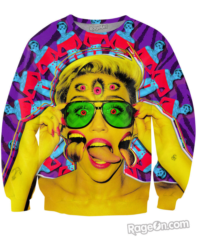 Miley Cyrus Psychedelic Crewneck Sweatshirt