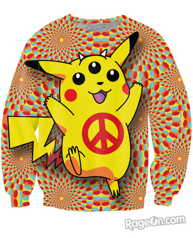 Pikachu Peace Trip Crewneck Sweatshirt